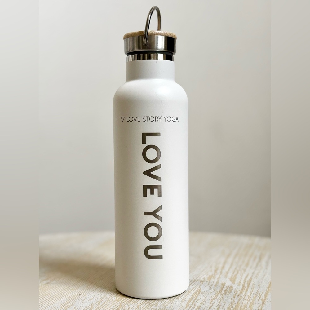 Love Story Yoga - Stainless Steel Water Bottle - 25 oz

White